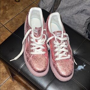 Puma Rose Pink Glitter Platform Sneakers